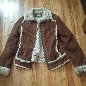 Leather Jacket with Faux Fur